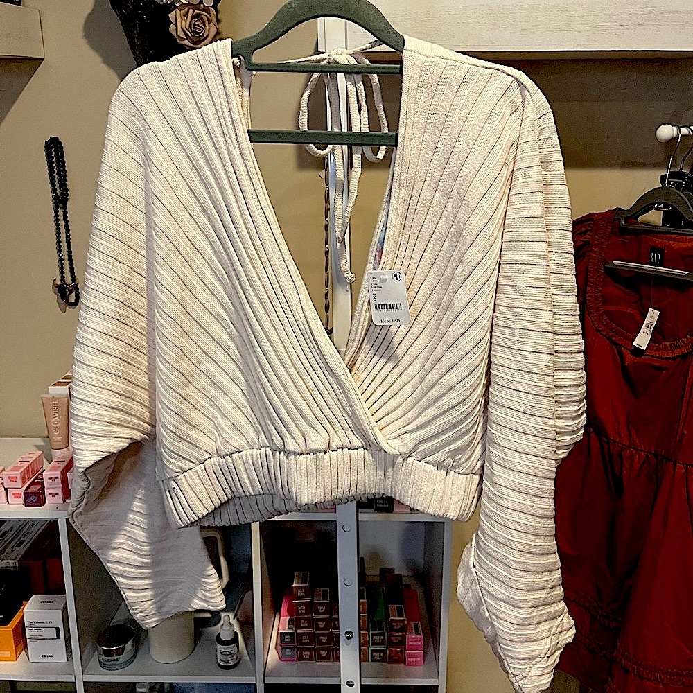 NWT Small Free People Beach Delray Pullover Sweater in Cream - Picture 5 of 9